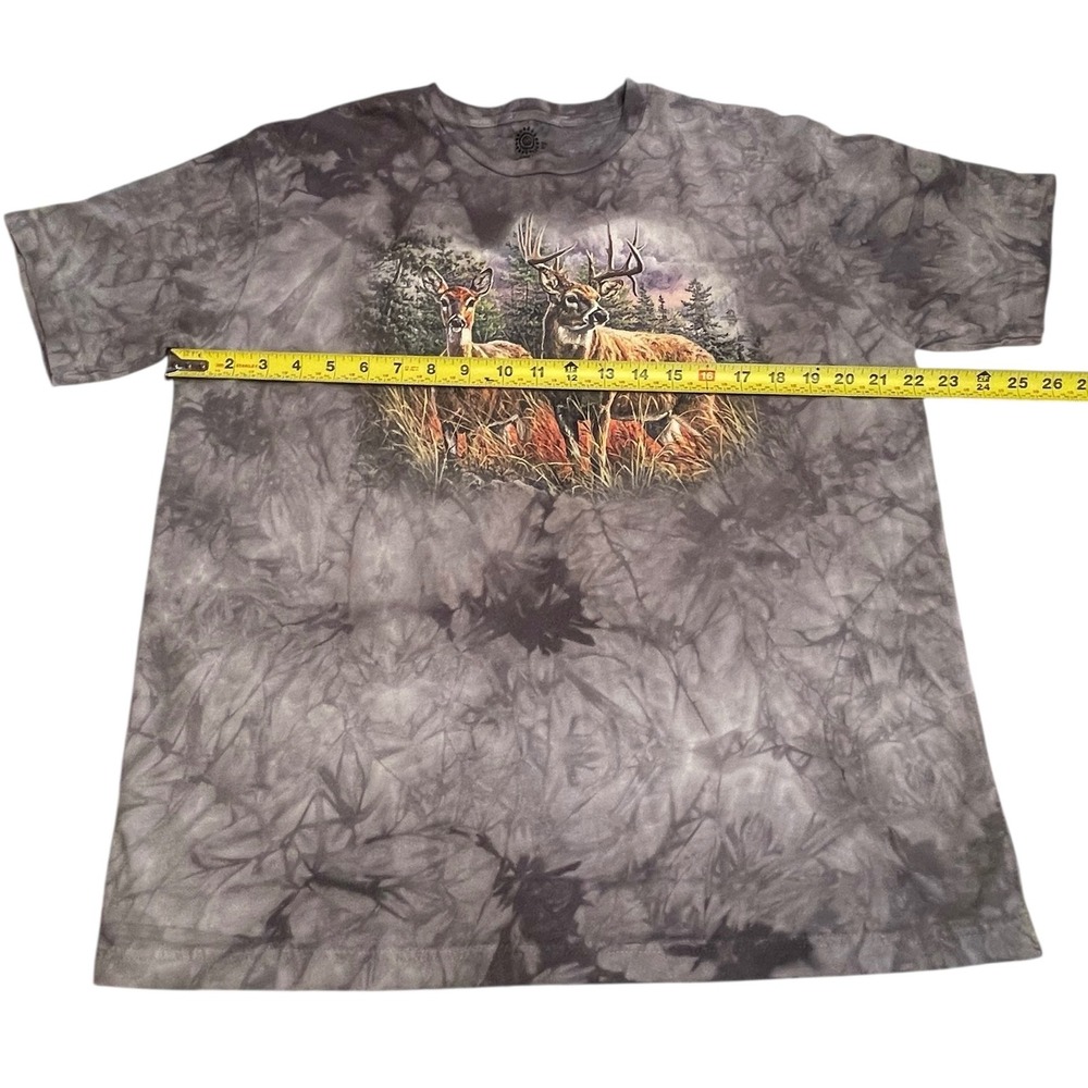The Mountain Scenic Deer Buck T-Shirt Adult Large Gray Tie Dye Nature Cabin - Picture 4 of 7